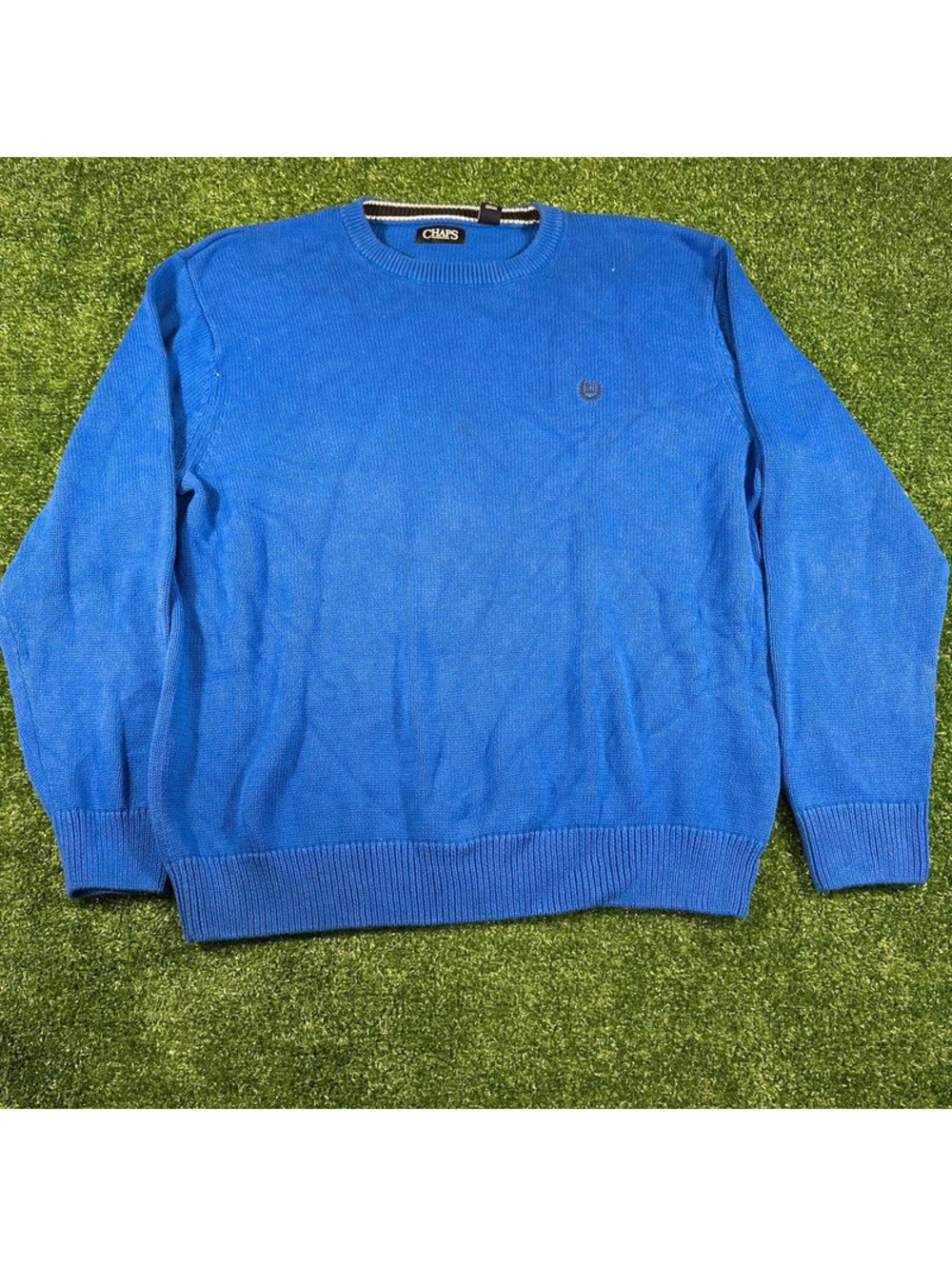 Y2K chaps blue knit pullover sweater mens size 2XL
